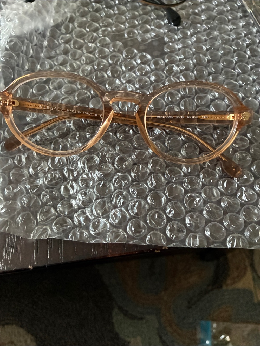 Versace Translucent Amber-Tone Round Glasses